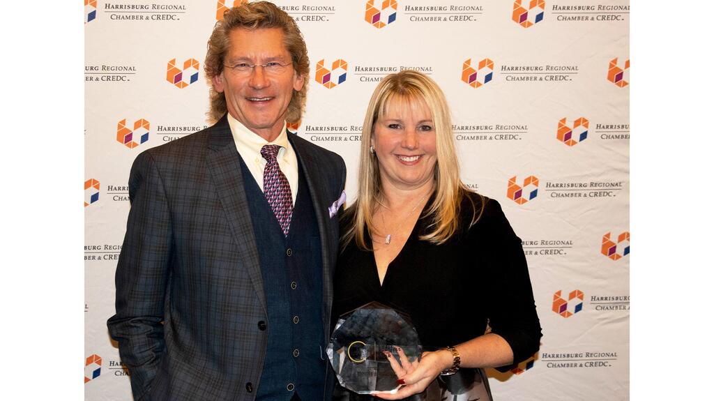 Ron and Tonia receiving The Catalyst award from the Harrisburg Chamber of Commerce Ron and Tonia Award